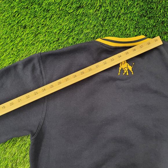 Vintage Charlotte Varsity Ringer Sweatshirt XL 25x27 Navy-Blue Yellow Trim Y2K - Picture 7 of 11